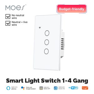 Tuya WiFi Smart Light Switch Glass Touch Control Fireproof